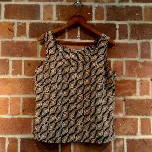 Womens Antique Paisley Slip Tank Brown And Cream Paisley Blouse Sleeveless Top